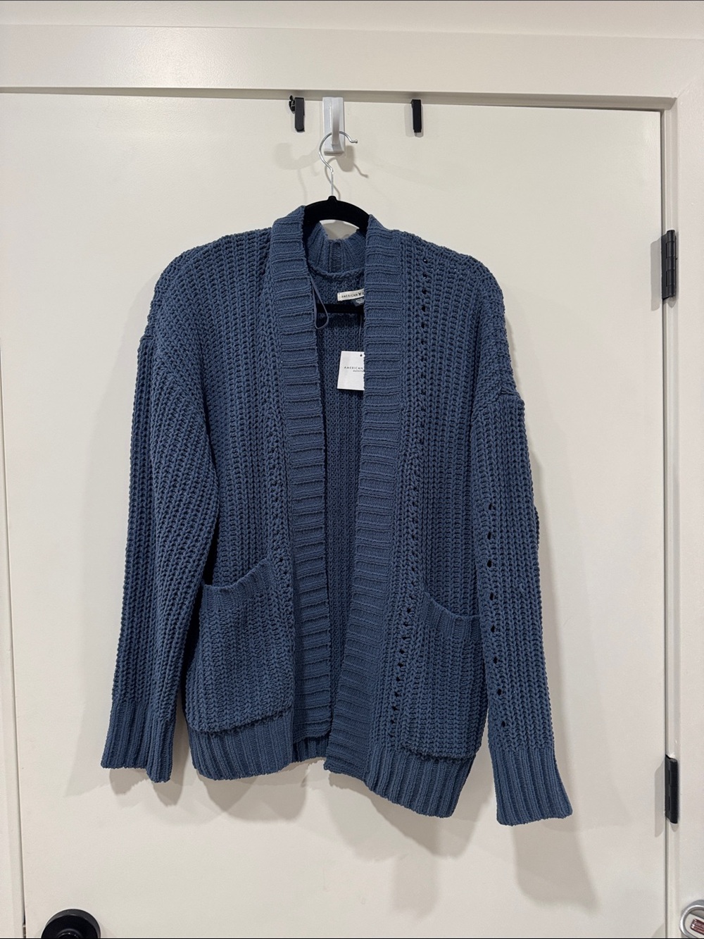 American Eagle Outfitters Chunky Open-Front Cardigan - Blue